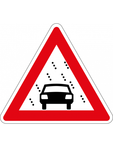 Slecht zicht sticker, J35, rood wit, driehoek, symbool slecht zicht