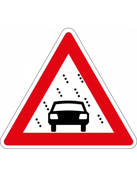 Slecht zicht bord, kunststof, J35, rood wit, driehoek, symbool slecht zicht