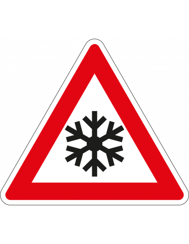 Sneeuw sticker, J36, rood wit, driehoek, symbool sneeuw