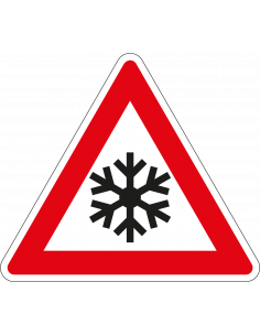 Sneeuw bord, kunststof, J36, rood wit, driehoek, symbool sneeuw