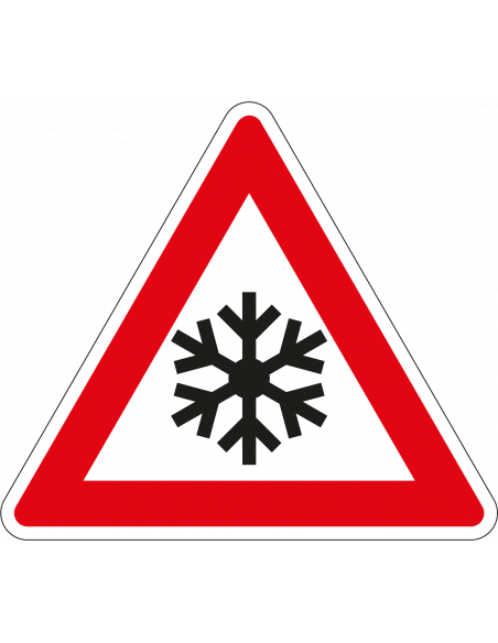 Sneeuw bord, kunststof, J36, rood wit, driehoek, symbool sneeuw
