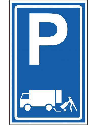 Laden en lossen sticker, E7, blauw wit, rechthoekig, symbool laden en lossen