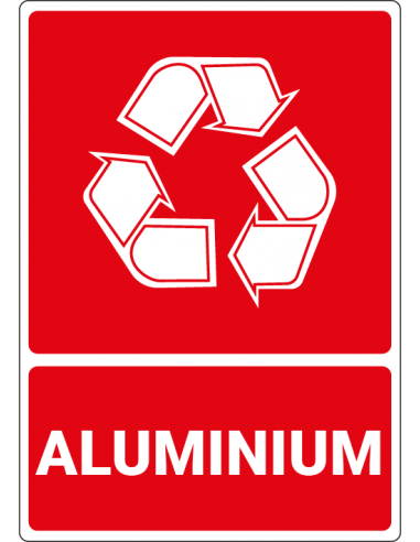 Afvalbord aluminium, kunststof, rood wit, om afval aluminium aan te geven
