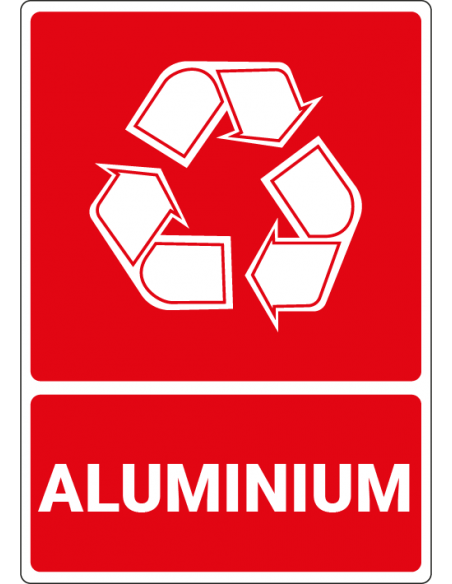 Afvalbord aluminium, kunststof, rood wit, om afval aluminium aan te geven