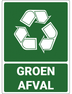 Afvalbord groen afval, kunststof, groen wit