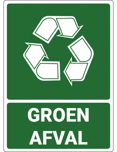 Afvalbord groen afval, kunststof, groen wit