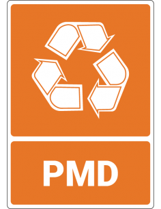 Afvalbord PMD, kunststof, oranje wit, plastic, metaal en drankkartons