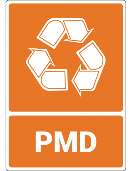 Afvalbord PMD, kunststof, oranje wit, plastic, metaal en drankkartons