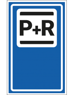 Parkeren en rijden sticker, E12, blauw wit, rechthoekig, symbool park en ride