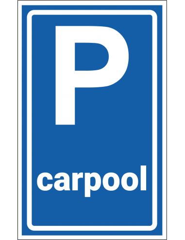 Carpool sticker, E13, blauw wit, rechthoekig, symbool carpool
