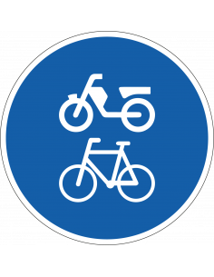 Bromfietspad sticker, G12a, blauw wit, rond, symbool bromfietspad