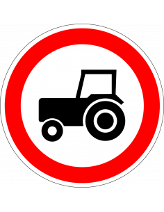 Geslotenverklaring langzame voertuigen sticker, C8, rood wit, rond, symbool tractor