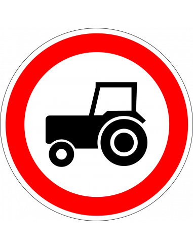 Geslotenverklaring langzame voertuigen sticker, C8, rood wit, rond, symbool tractor