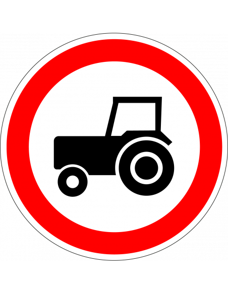 Geslotenverklaring langzame voertuigen bord, kunststof, C8, rood wit, rond, symbool tractor