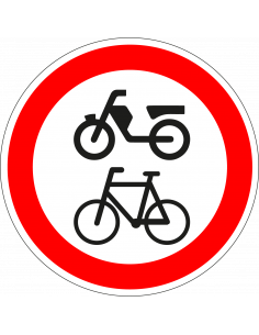 Verboden voor fietsen en bromfietsen sticker, C15, rood wit, rond