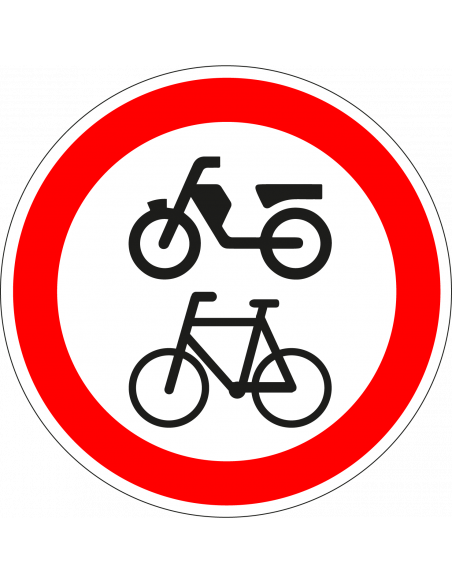 Verboden voor fietsen en bromfietsen bord, kunststof, C15, rood wit, rond