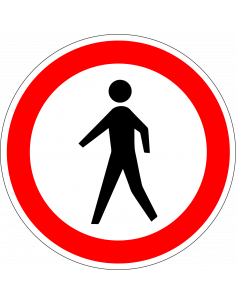 Gesloten voor voetgangers sticker, C16, rood wit, rond, symbool voetganger