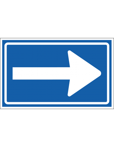 Eenrichtingsweg rechts sticker, C4, blauw wit, rechthoekig