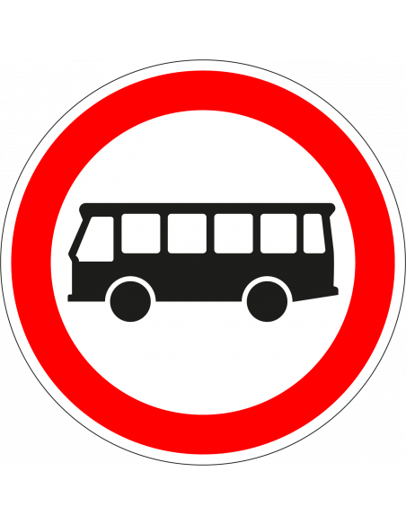 Geslotenverklaring autobussen bord, kunststof, C7a, rood wit, rond, symbool autobus