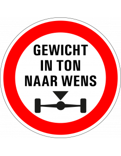 Aslast sticker, C20, gewicht naar wens, rood wit, rond, symbool aslast