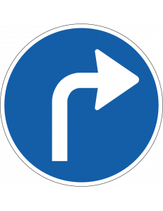 Verplichte rijrichting bord, kunststof, D5r, blauw wit, rond, met pijl