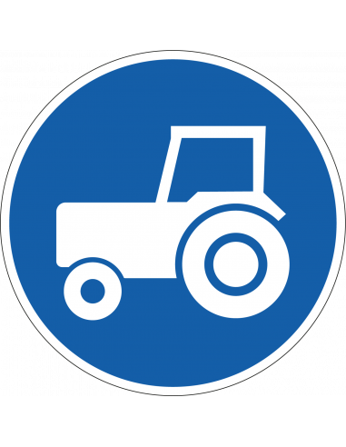 Passeerstrook langzame voertuigen bord, kunststof, F11, blauw wit, rond, met tractor