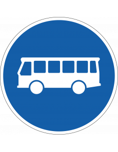 Rijstrook lijnbussen bord, kunststof, F13, blauw wit, rond, met bus