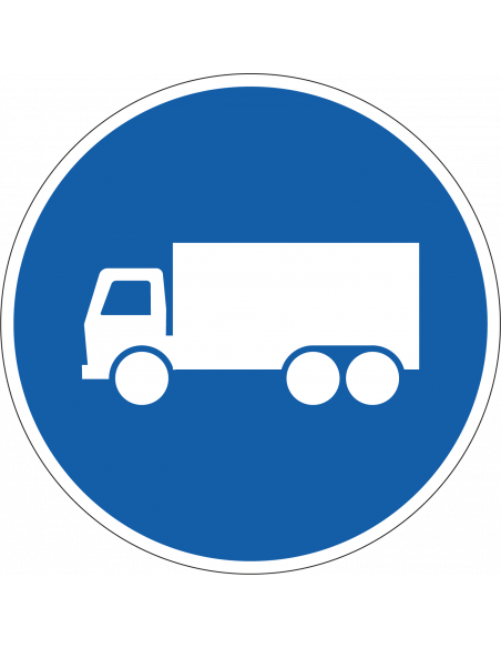 Rijstrook vrachtauto's bord, kunststof, F21, blauw wit, rond, bord met vrachtauto