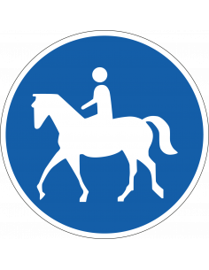 Ruiterpad sticker, G9, blauw wit, rond, sticker met paard