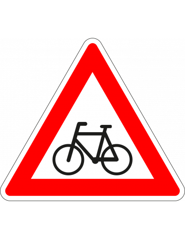 Pas op fietsers bord, kunststof, J24, rood wit zwart, driehoek, bord met fiets
