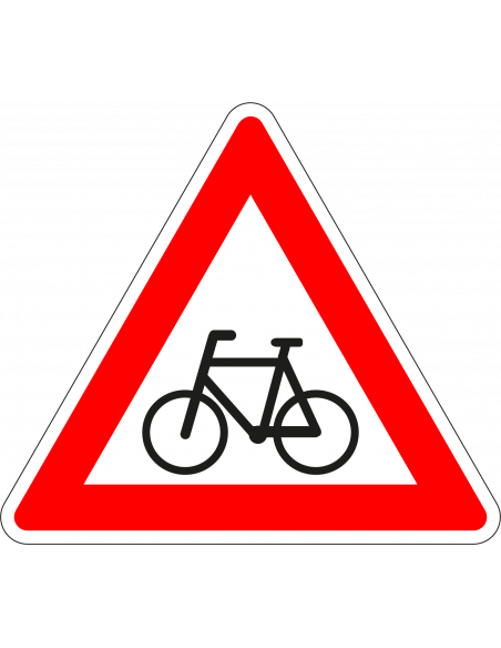 Pas op fietsers bord, kunststof, J24, rood wit zwart, driehoek, bord met fiets
