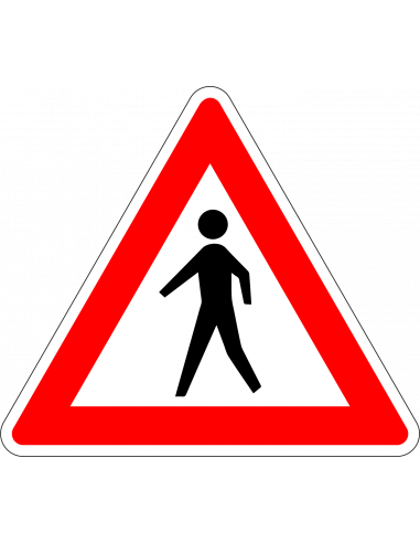 Pas op voetgangers bord, kunststof, J23, rood wit zwart, driehoek, bord met lopend pictogram