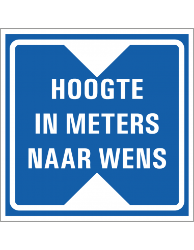 Hoogte onderdoorgang sticker, L1, hoogte naar wens, blauw wit, vierkant