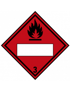 Beschrijfbare ADR klasse 3 sticker ontvlambare vloeistoffen, ruit, rood zwart, ontvlambare vloeistoffen pictogram