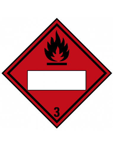 Beschrijfbare ADR klasse 3 sticker ontvlambare vloeistoffen, ruit, rood zwart, ontvlambare vloeistoffen pictogram