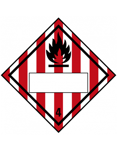 Beschrijfbare ADR klasse 4.1 sticker brandbare vaste stoffen, ruit, rood wit zwart, vlam pictogram