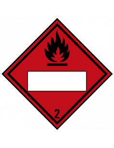 Beschrijfbare ADR klasse 2.1 sticker brandbare gassen, ruit, rood zwart, brandbare gassen pictogram
