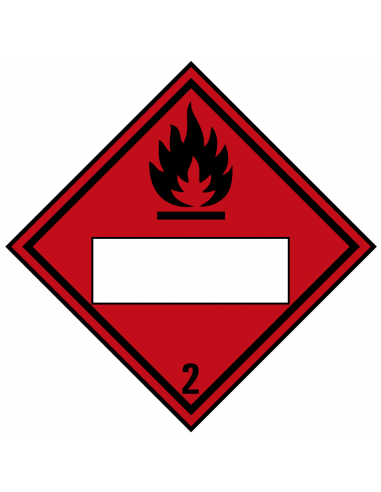 Beschrijfbare ADR klasse 2.1 sticker brandbare gassen, ruit, rood zwart, brandbare gassen pictogram