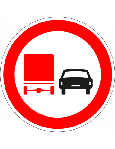 Inhaalverbod vrachtwagens sticker, F3, rood wit, rond