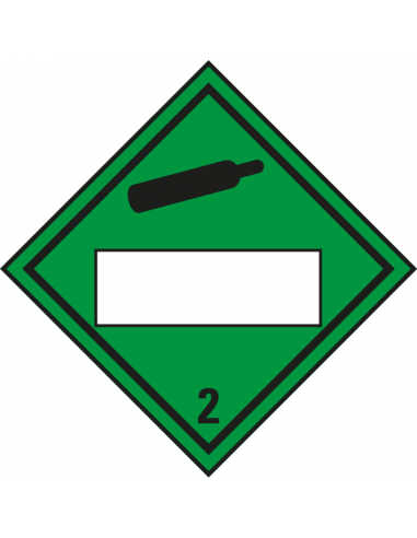 Beschrijfbare ADR klasse 2.2 sticker niet brandbaar gas, groen, ruitvormig