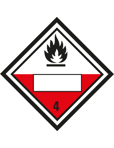 Beschrijfbare ADR klasse 4.2 sticker zelfontbrandende stoffen, ruit, rood wit zwart, vlam pictogram