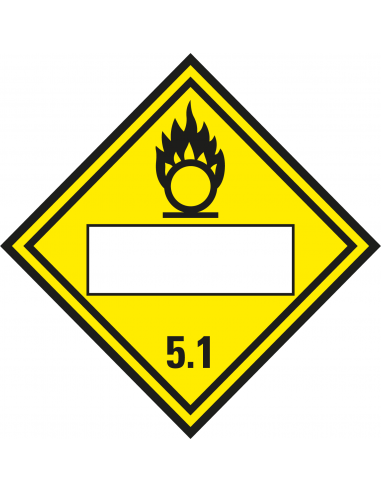 Beschrijfbare ADR klasse 5.1 sticker oxiderende stoffen, ruit, geel wit zwart