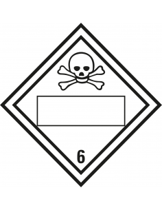 Beschrijfbare ADR klasse 6.1 sticker giftig, ruit, wit zwart, doodshoofd pictogram
