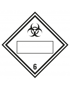 Beschrijfbare ADR klasse 6.2 sticker besmettelijke stoffen, wit zwart, ruit