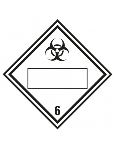 Beschrijfbare ADR klasse 6.2 sticker besmettelijke stoffen, wit zwart, ruit