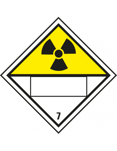 Beschrijfbare ADR klasse 7 sticker radioactieve stoffen, geel wit zwart, radioactieve stoffen