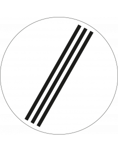 Bord einde alle verboden, kunststof, F8, rond, zwart wit, 3 zwarte strepen