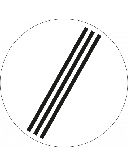 Bord einde alle verboden, kunststof, F8, rond, zwart wit, 3 zwarte strepen