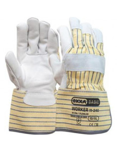 Nerflederen handschoen met gerubberiseerde gele kap