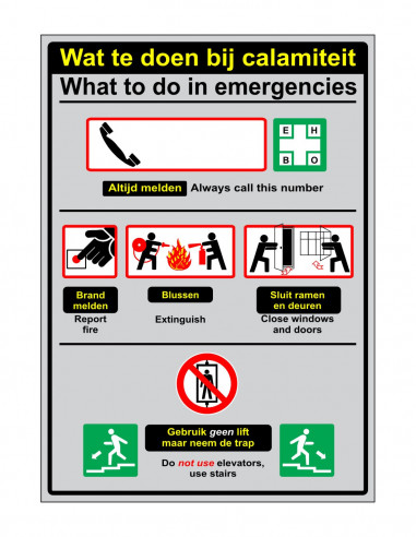Calamiteitenbord, 210 x 150 mm, zelfklevende folie
